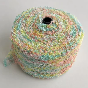 Tuyi 100% Polyester Z Twist Colorful Customizable Big Ear Loop Yarn Segment Dyed Crochet Yarn