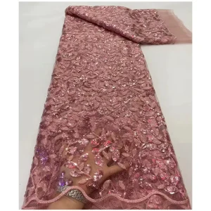 Twill Woven Embroidery Fabric Wedding Banquet Dress Sequined Lace Beaded for Women Boys