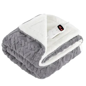 Twin Electric Heated Throw Blanket 50″ X 60″ 1-10 Heat Settings CE GS Certified Washable Anti-Dust Mite Winter Household