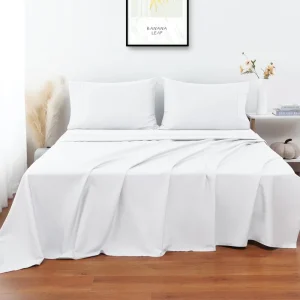 Twin Size 400TC Egyptian Cotton Flat Sheet Wrinkle Fade Fitted Sheet Resistant Stain Bed Sheet Set for Home