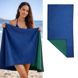 Two Color Microfiber Beach Towel with Carry Pouch Yarn Dyed Sand Resistant Outdoor Surf Towel Hotel beach towels