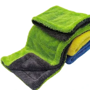 Two Tone Double Layer Twisted Loop Microfiber Towel Massive Absorbency Lint Free Professional Auto Detailing Car Wash Towel