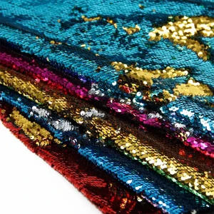 Two-Tone Double-Sided Reversible Sequin Fabric Embroidered Bow Hair Accessories Bag for Garment Accessory