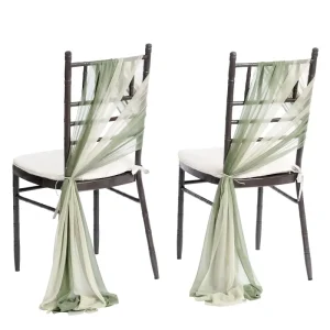 Two Tone Sheer Tulle Chair Sashes Elegant Wedding Chair Back Drape for Bridal Shower Banquet Event