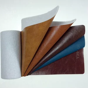 Two Tone Textile Leather Products Brown Leather for Sofa Rexine Leather with Real Leather Pattern
