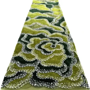 Two-tone Laser Knitted PVC Coated Waterproof Velvet Fabric Bead Tube + Sequin Embroidery Lace Fabric Wedding Dress Fabric