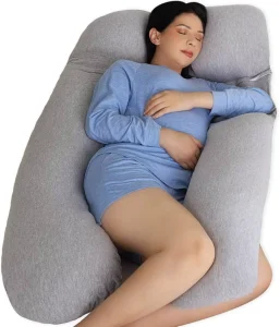 U Shape Full Body Jersey Cover Grey Maternity Pillow and Pregnancy Must Haves for Sleeping