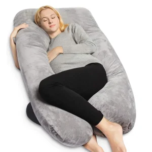 U Shape Grey Full Body Knitted Pregnancy Pillow with Maternity Support for Back Hips Legs Belly for Pregnant Women