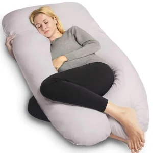 U Shape Grey Full Body Pregnancy Pillow with Maternity Support for Back Hips Legs Belly for Sleeping for Pregnant Women