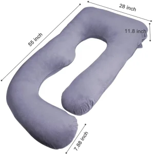 U Shape Maternity Pregnancy Pillow 100% Polyester Velvet With Removable Washable Cover