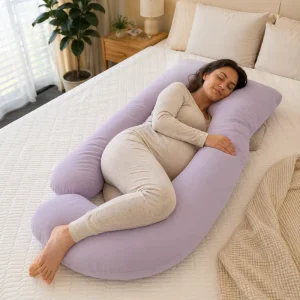 U Shaped Full Body Multi Use Support Pillow with Removable Cover for Car Sofa & Bed Long Distance Travel Reading Nursing