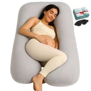 U Shaped Pregnancy Pillow Cotton Cover Full Body Maternity Support for Belly Back and Legs