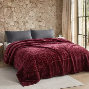US Local Warehouse Embossed Solid Raschel Blanket Heavyweight Soft Cozy Plush Bed Throw All Season Comfort for Home Use