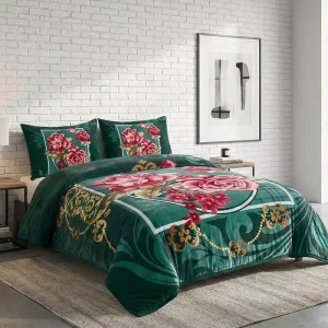 US Local Warehouse Heavyweight Plush Comforter Set Luxury Floral Bedding Thick Warm Quilt for Fall Winter Soft Cozy Microfiber