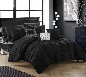 US Warehouse 10PCS Comforter Set All Season Bedding Set Includes Comforter 4 Pillowcases Fitted Sheet Flat Sheet & 3Decor Pillow
