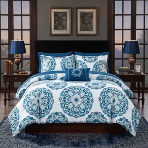 US Warehouse 8PCS Comforter Set All Season Bedding Set Includes Comforter 4 Pillowcases Fitted Sheet Flat Sheet & Decor Pillow