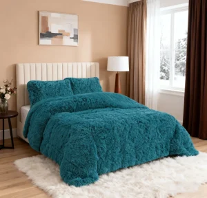 US Warehouse Luxury Long Plush Thick Comforter Set 3PCS Ultra Soft Shaggy Faux Fur Bedding Set for Fall Winter Warm Cozy
