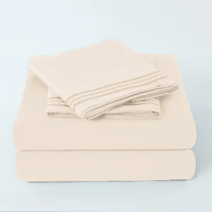 US Warehouse Solid Color 3/4PCS Polyester Sheet Set Flat Sheet Fitted Sheet Pillowcases Soft All Season Bedding