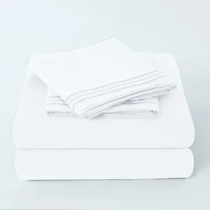 US Warehouse Solid Color 3/4PCS Polyester Sheet Set Flat Sheet Fitted Sheet Pillowcases Soft All Season Bedding Fast Shipping