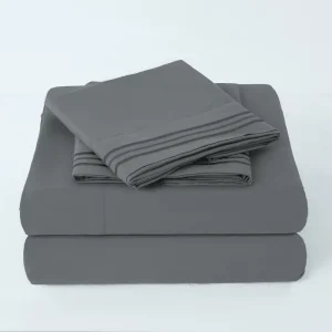US Warehouse Solid Color 3 4PCS Polyester Sheet Set Flat Sheet Fitted Sheet Pillowcases Soft All Season Bedding Fast Shipping