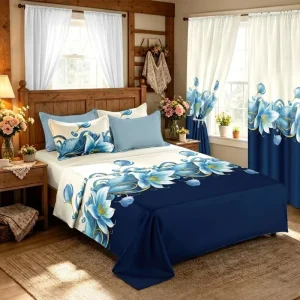 US Warehouse Stock 8 Piece Printed Bed Set Full Sizes Elegant Floral Print Soft Fabric Year Round Cozy Comfort Bedroom Bed Linen