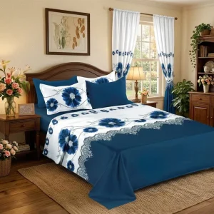 US Warehouse Stock 8 Piece Printed Bed Set Full Sizes Elegant Floral Print Soft Fabric Year Round Cozy Comfort Bedroom Bed Linen