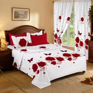 US Warehouse Stock 8 Piece Printed Bed Set Full Sizes Elegant Floral Print Soft Fabric Year Round Cozy Comfort Bedroom Bed Linen