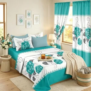 US Warehouse Stock 8 Piece Printed Bed Set Full Sizes Elegant Floral Print Soft Fabric Year Round Cozy Comfort Bedroom Bed Linen