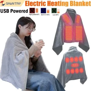 USB Electric Heating Blanket Personal Single Person Washable Flannel Shawl 3 Heated Level Blankets for Outdoors Car Office
