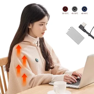 USB Heated Cape with Waffle Pattern Portable Electric Blanket Washable Quilted for Winter Wearable with Zipper for Travel Use
