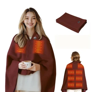 USB Heated Shawl Fast Heating Adjustable Temperature Wearable Design Heating Blanket for Home Office Winter Use