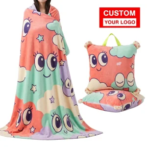 Ujoy Gift Eco Friendly Fashion Promotional Cartoon Cute Sofa Throw Pillow Doll Blanket Cushion Birthday GiftCustom Blanket