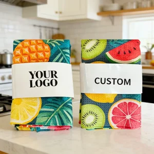 Ujoy Gift New Design Custom logo Dish Towels for Kitchen Super Soft Quick Drying Waffle Weave Clean Tea Towel