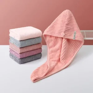 Ultra Absorbent Coral Velvet Quick Dry Hair Towel Wrap Fast Drying Bath Shower Makeup Hat for Spa Swimming and Bathing