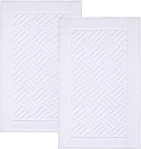 Ultra Absorbent Cotton Bath Mats 2 Pack 100% Cotton 1000 GSM Luxury Towel Rug Shower Floor Mat for Bathroom