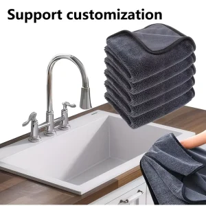 Ultra Absorbent Woven Polyester Dark Gray Twist Loop Microfiber Car Towel Scratch Free Car Wash Drying Cloth Auto Detailing Home