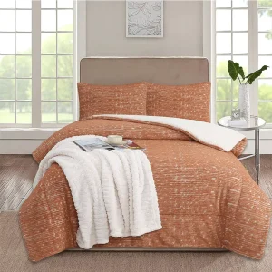 Ultra Soft 100% Polyester Flannel Reversible Sherpa Bed Comforter Quilt Set for Home