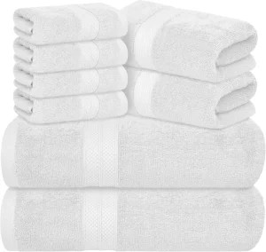 Ultra Soft 3pcs Cotton Bath Towel Set Highly Absorbent Hand Towels & Compact Lightweight Washcloth for Home & Gym Use