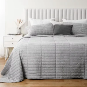 Ultra Soft Breathable Home Bedding Set Machine Washable Bedspread Grey Polycotton Coverlet Geo Pattern Quilt for All Seasons