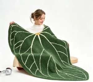 Ultra Soft Cloud Knit Monarch Leaf Throw Stylish Sofa Decor & Creative Gift for Plant Lovers