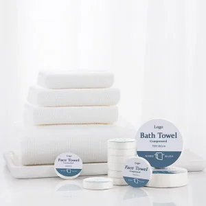 Ultra Soft Cotton Baby Adult Elderly Disposable Bath Towels logo Both Dry and Wet Disposable Compressed Towel