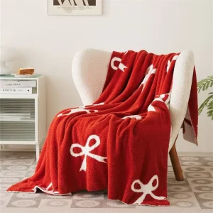 Ultra Soft Eco Friendly Jacquard Plush Knit Throw Blanket Four Seasons Lightweight Cozy Decorative Sofa Bed Custom Pattern Gift
