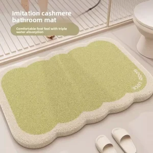 Ultra Soft Faux Cashmere Bath Mat Non Slip Absorbent Bathroom Rug Machine Washable Quick Dry Plush Floor Mat