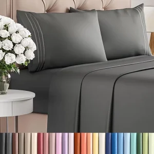Ultra Soft Luxury Sheet Bedsheets & Embroidered Pillowcase Set Customizable Sizes & Colors