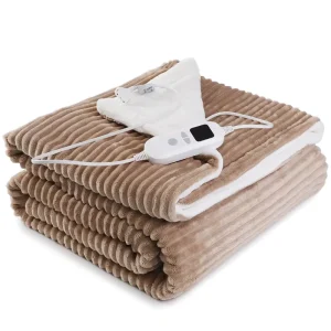 Ultra Soft Rabbit Fur and Striated Electric Heated Blanket Throw Carbon Fiber Electric Blankets for Winter