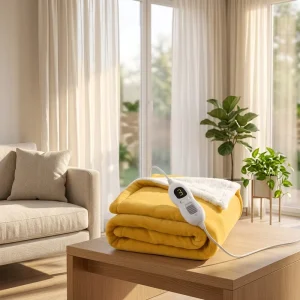 Ultra Soft Warm Knitted Wearable Electric Heated Blanket with Over Heated Protection for Winter Home Use 220V