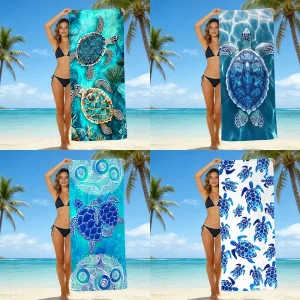 Ultra fine Fiber Sea Turtle Beach Towel Absorbent Quick Drying Towel Does Not Stick to Sand