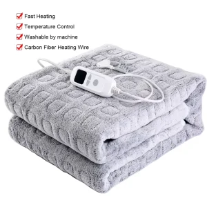 Ultrasonic Strip Rabbit Faux Fur Fleece Electric Over Blanket