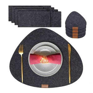 Unique Drop Shape Heat Resistant Thickening Felt Placemats Set of 4 for Dining Table