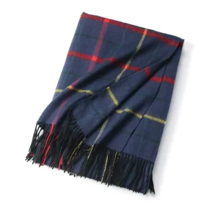 Unique Wool Tartan Blanket with Tassels Thick Multi-functional Blanket